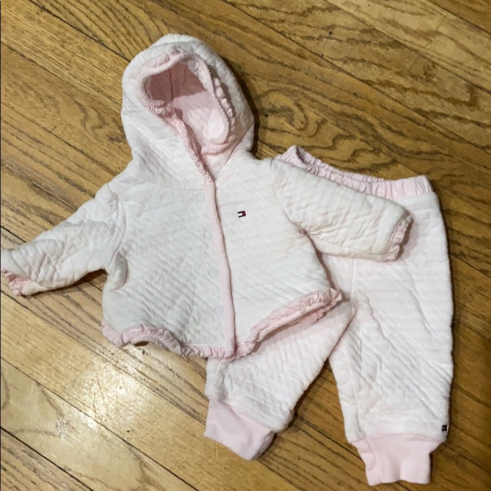 Pink & white seersucker Cotten jacket & pants set
